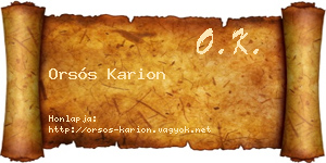 Orsós Karion névjegykártya